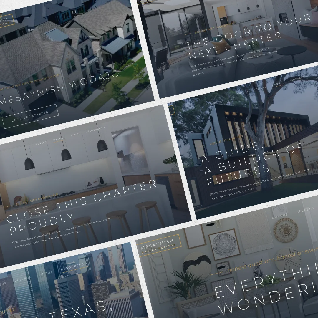 Pages from Mesaynish Wodajo's website, designed and built by Clozma