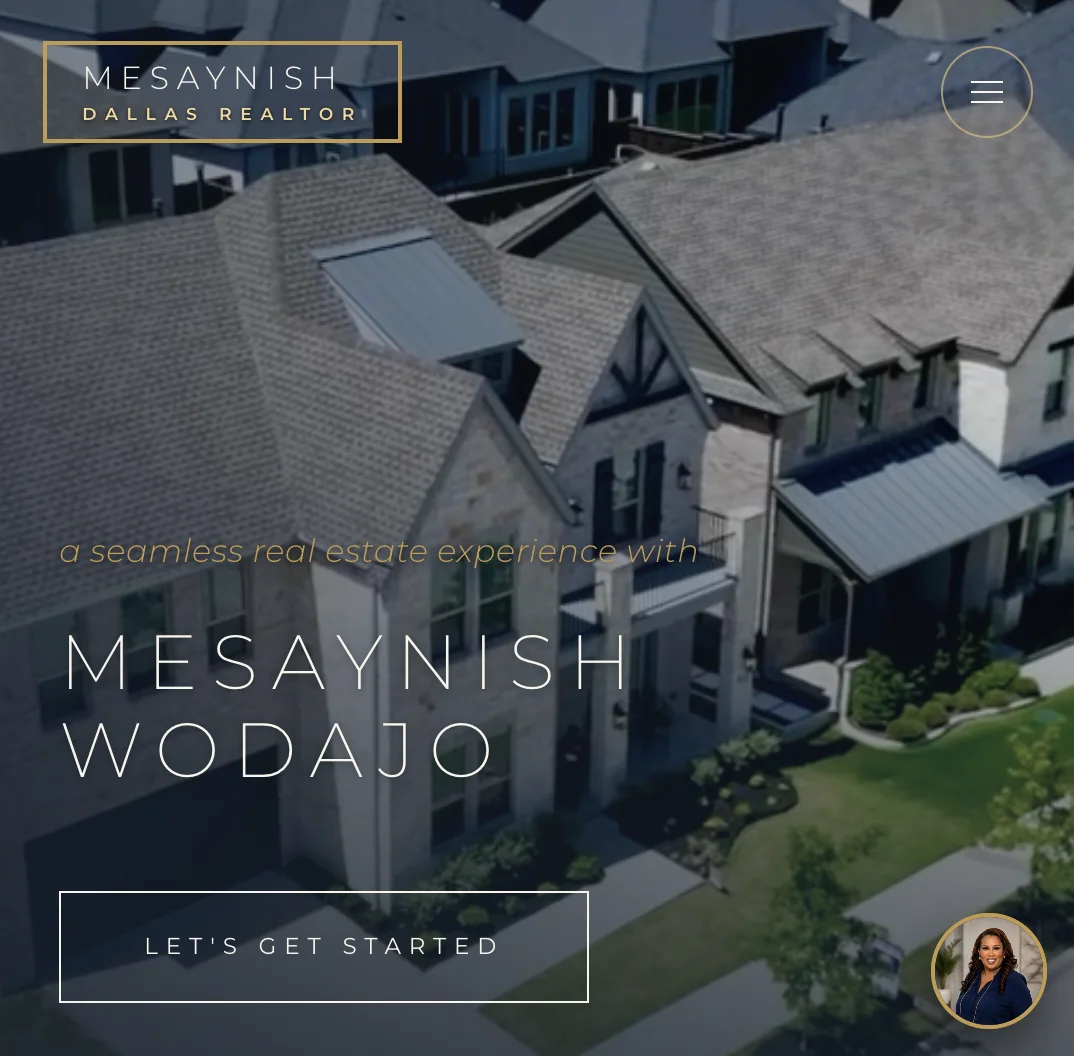 Mesaynish Wodajo's Dallas real estate website, designed and built by Clozma