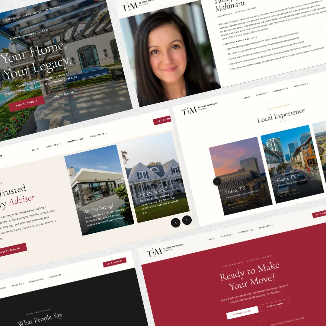 Pages from Tanuja Mahindru's website, designed by Clozma